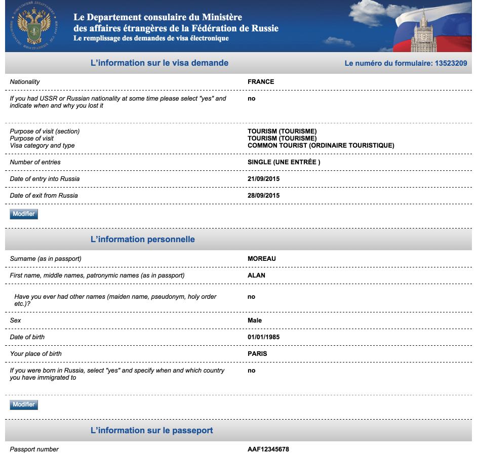 Le remplissage des demandes de visa électronique Russie pour les marocains 10