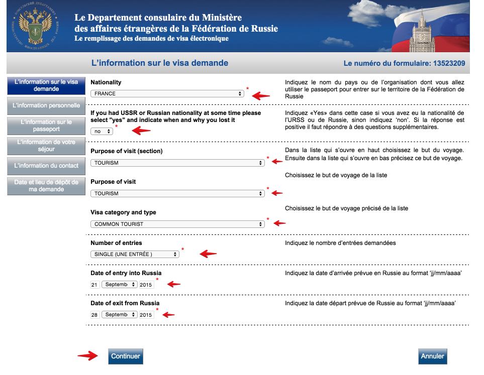 Le remplissage des demandes de visa électronique Russie pour les citoyens suisses 4