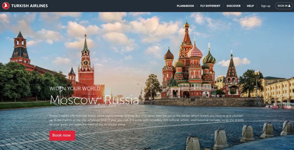 Vols vers Moscou et Saint-Pétersbourg avec Turkish Airlines