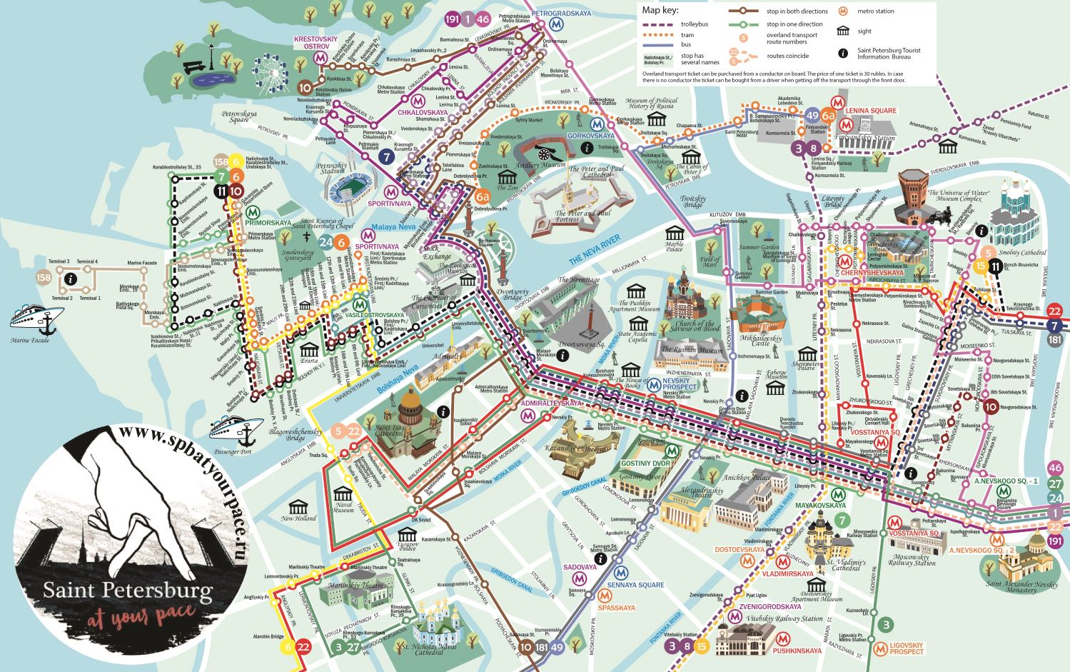Carte touristique officielle du Saint-Pétersbourg centre