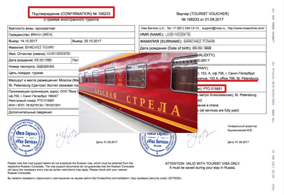 Exemple de lettre d'invitation en Russie avec nuits en train