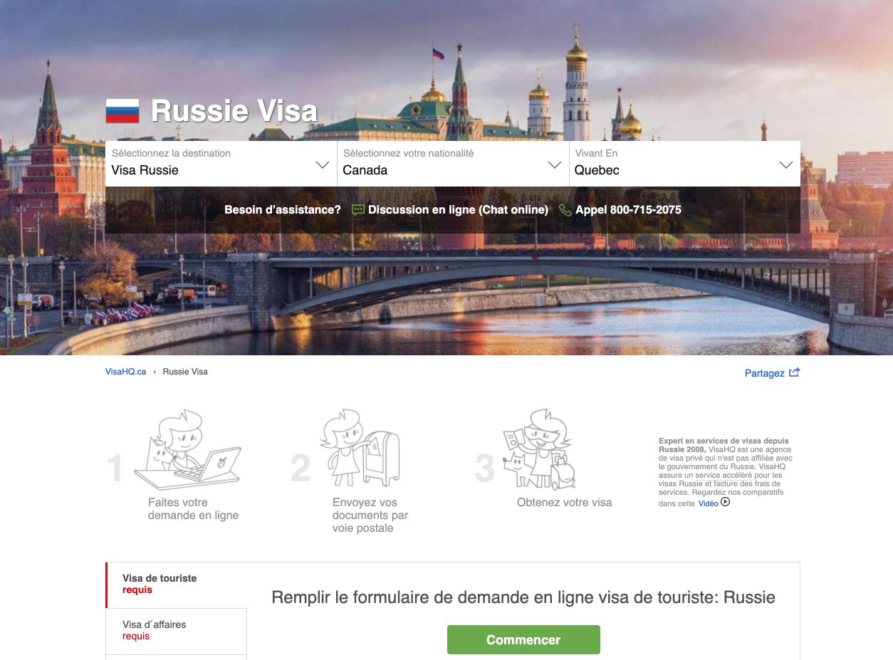 Russie Visa – Demande des Exigences – les residents de Canada - VisaHQ