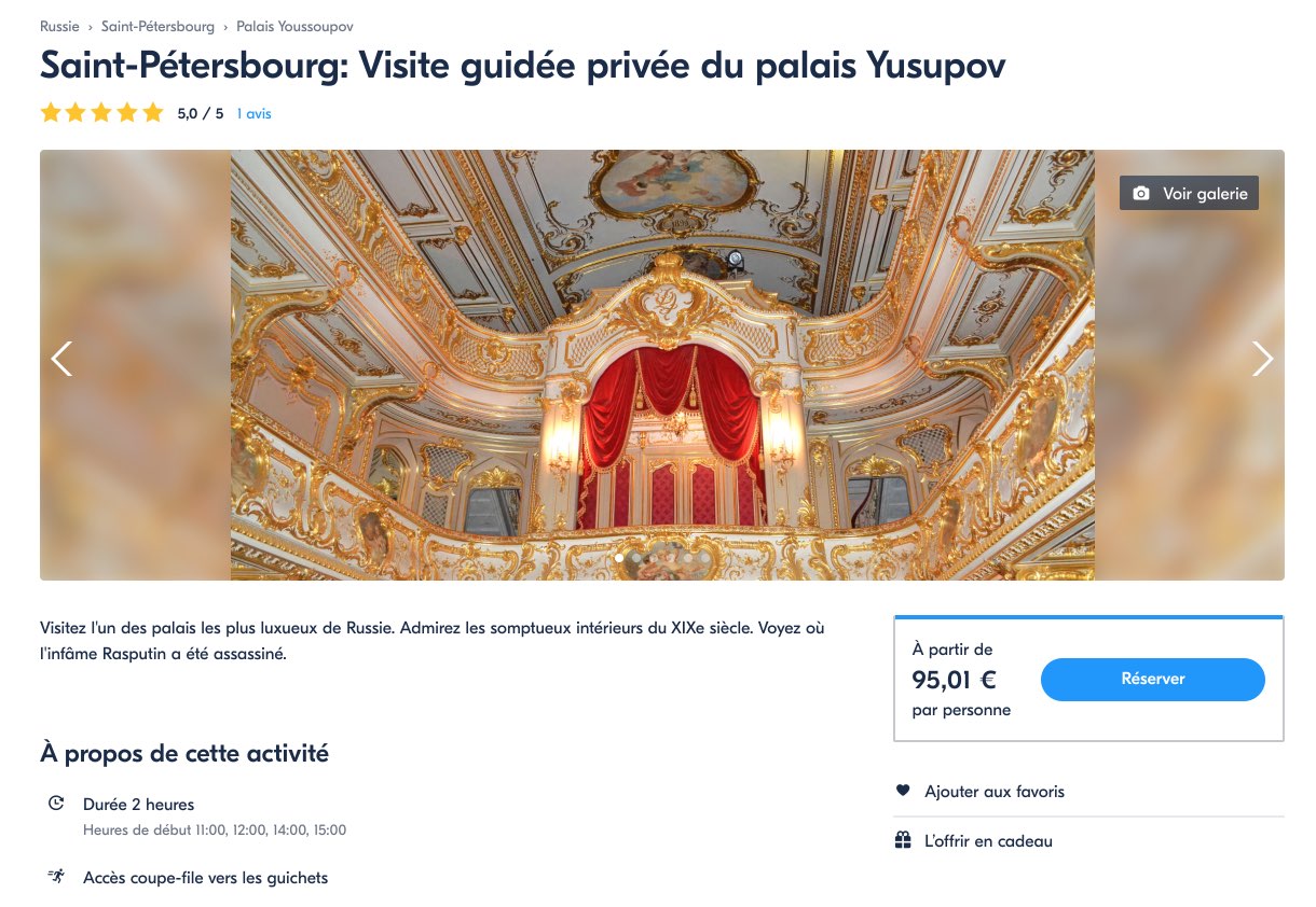 Visite guidee privee du palais Yusupov - Saint-Petersbourg