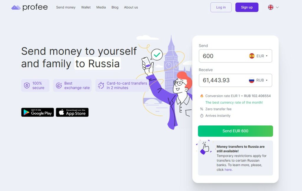 Envoyez de l'argent sur votre compte en Russie ou à votre famille