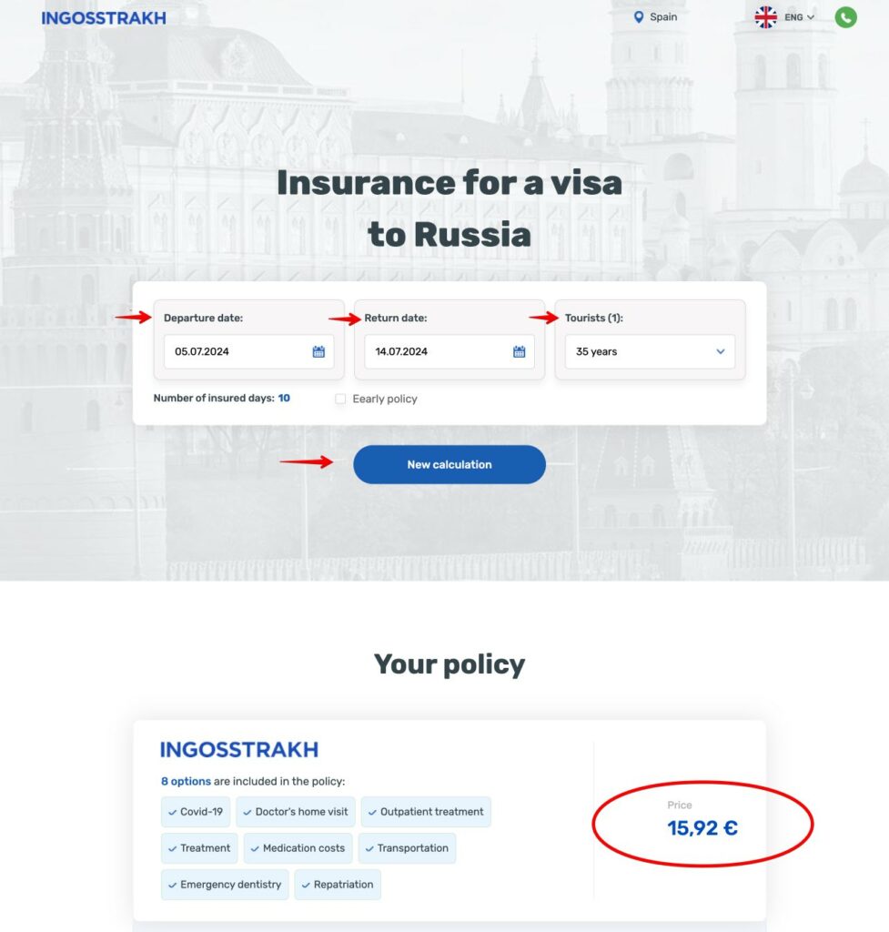 assurance médicale de voyage en Russie pour le visa électronique ou régulier 1